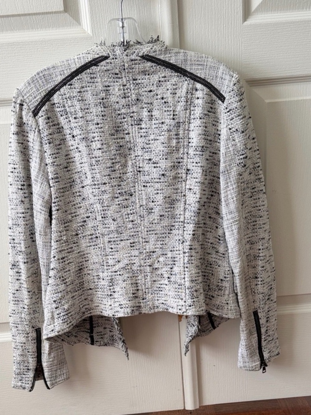 Marc Cain Black and White Tweed Fringe-Trim Blazer - Picture 3 of 9